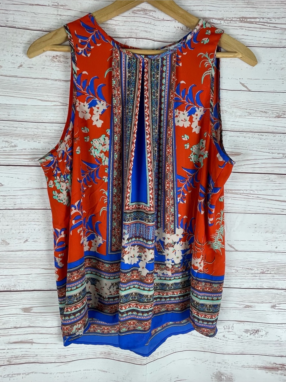 DR2 by Daniel Rainn Sleeveless Floral Blouse Red/Blue Size XL Boho Hippie